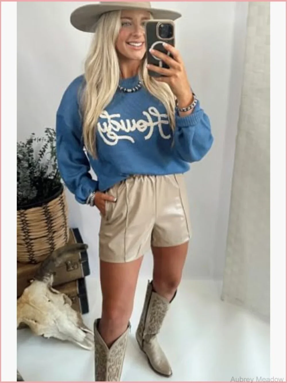Womens Casual Pullover Sweater Bows Print Embroidered Graphic Western